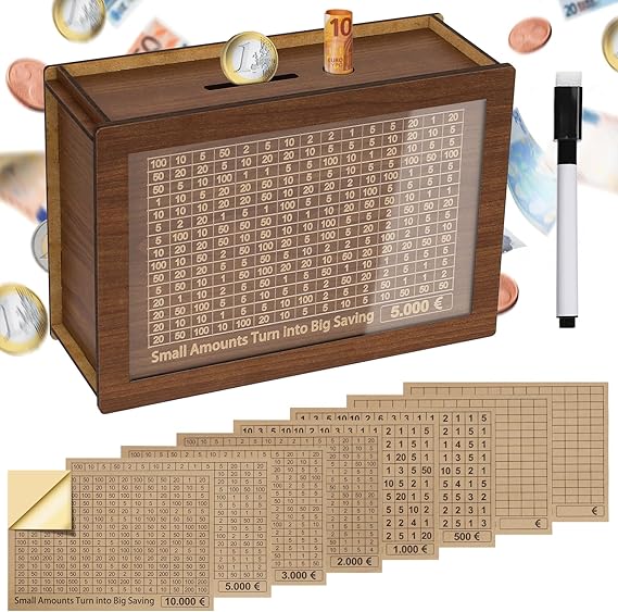 Hucha de madera con contador 10.000€