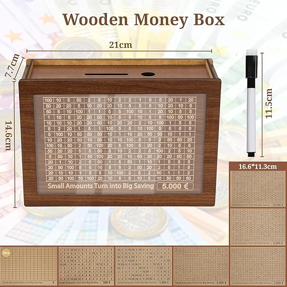 Hucha de madera con contador 10.000€