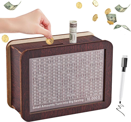 Hucha de madera con contador 10.000€